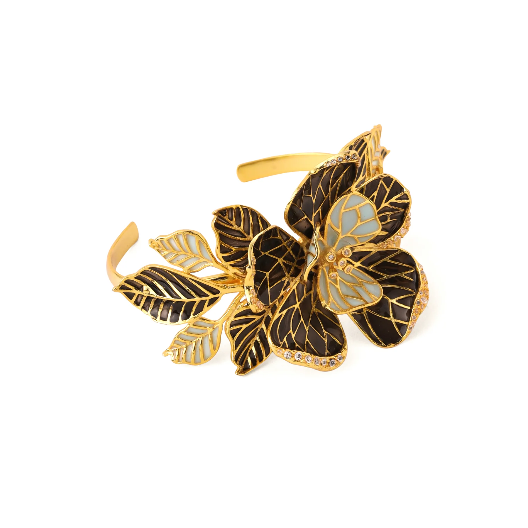 FIORE FLORAL CUFF - POWDER BLUE AND SMOKY