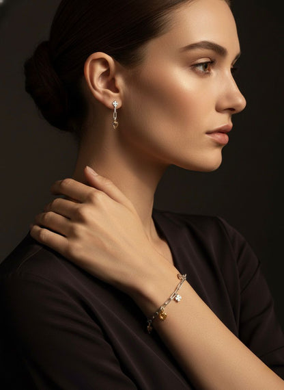 Heart Flower Paperclip Bracelet