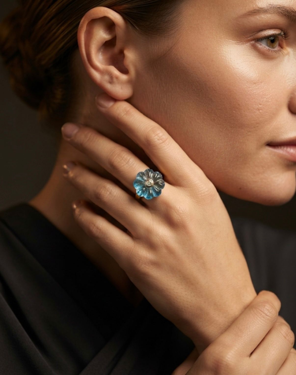 single melon ring - blue topaz