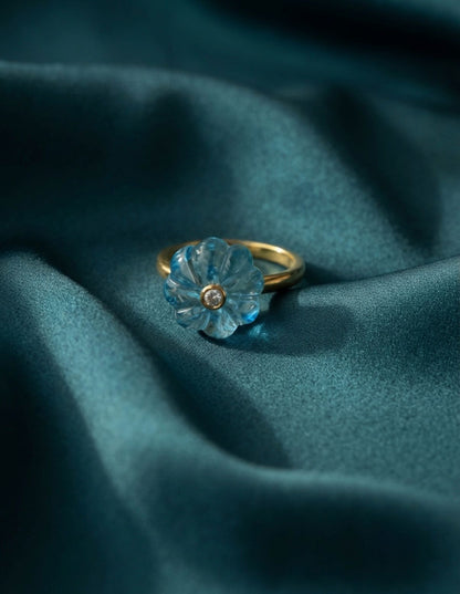 single melon ring - blue topaz