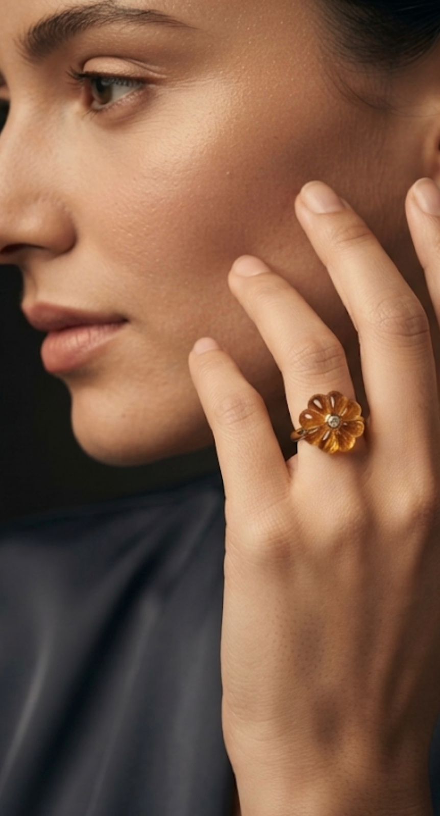 single melon ring - citrine