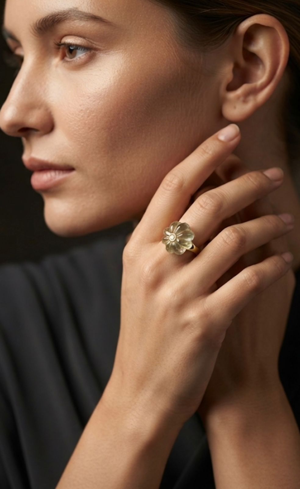 single melon ring - green amethyst
