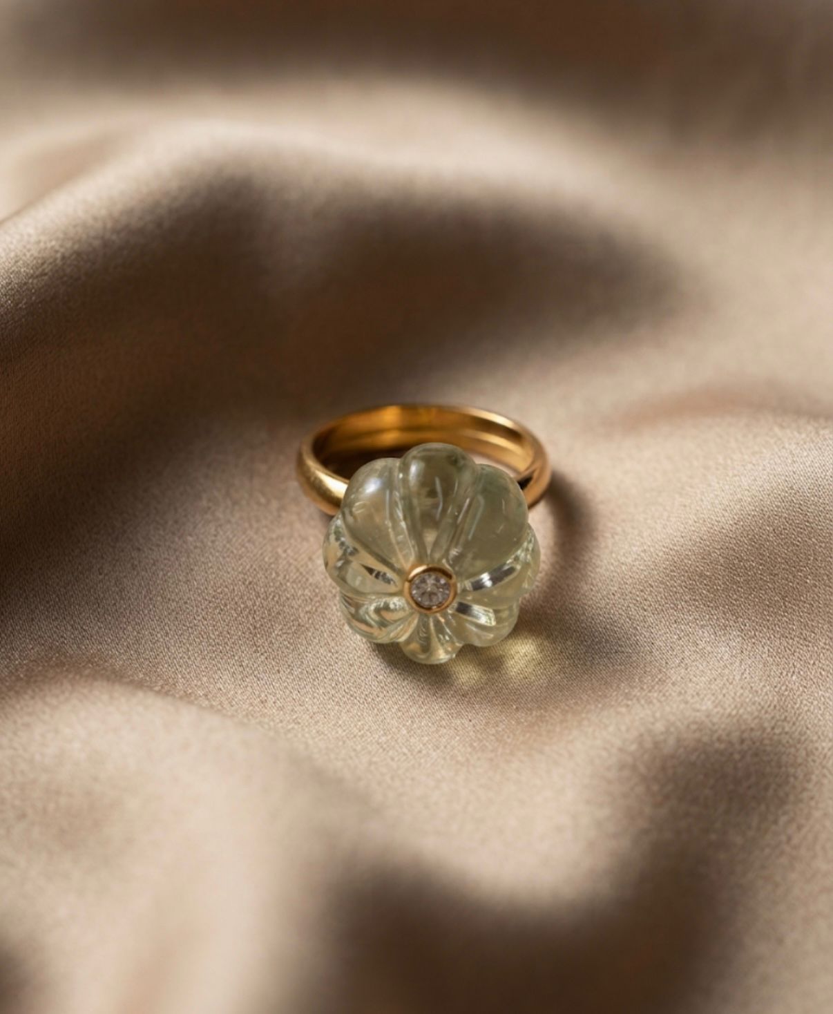 single melon ring - green amethyst