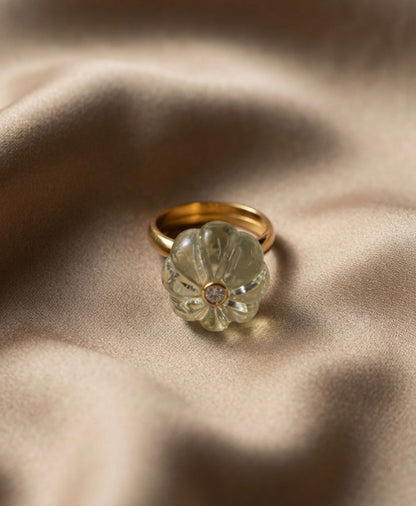 single melon ring - green amethyst