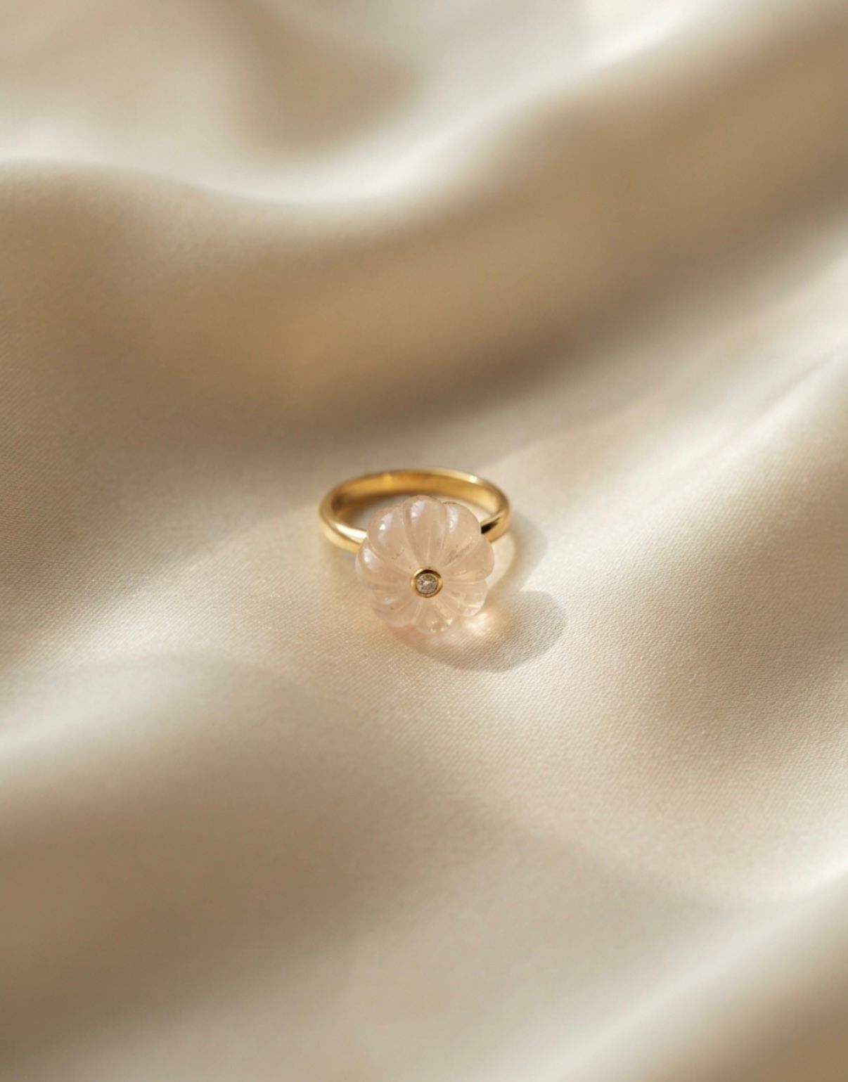 single melon ring - rose quartz