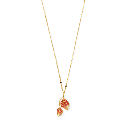 LEAF NECKCHAIN - PINK AND IVORY