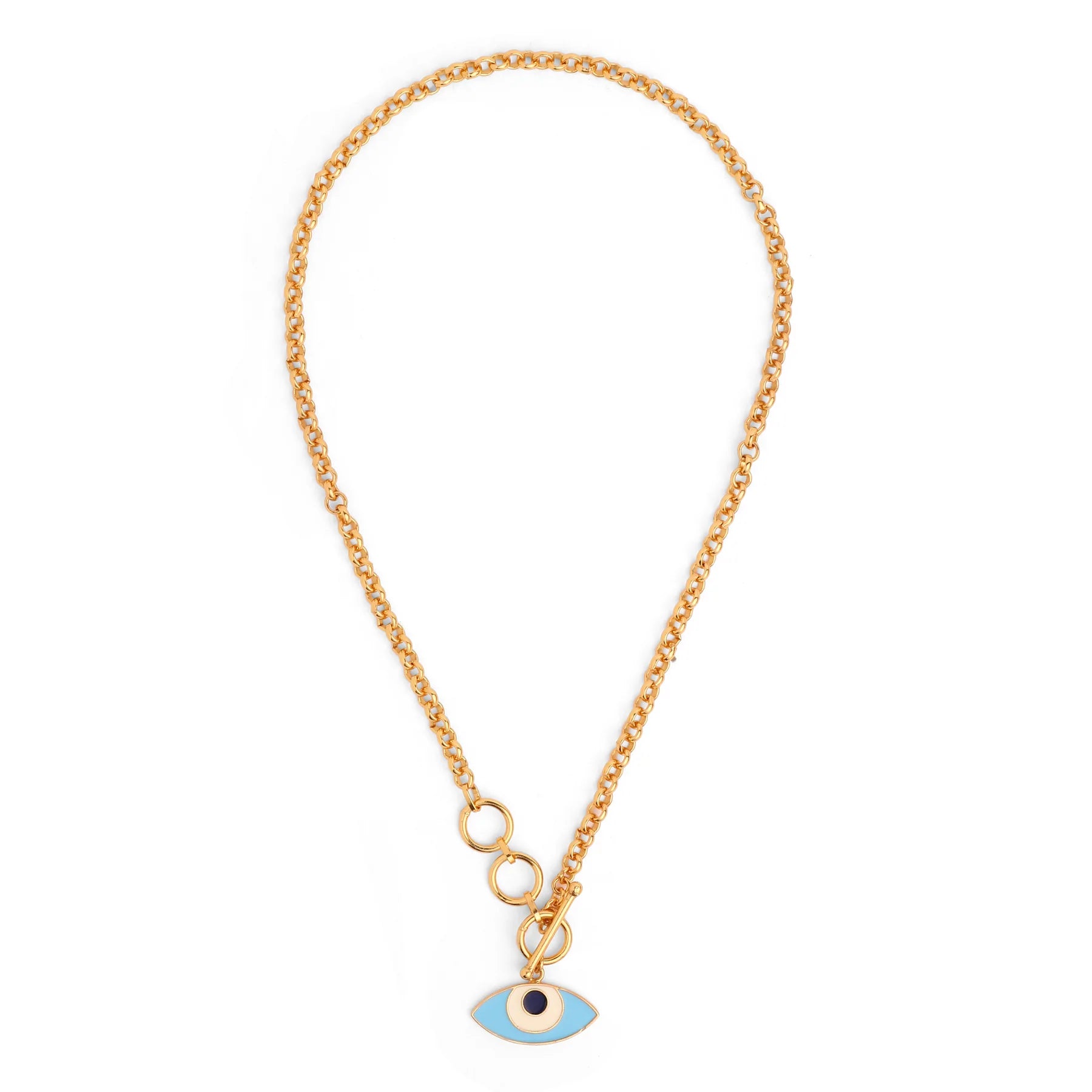 EVIL EYE TOGGLE NECK CHAIN - GOLD