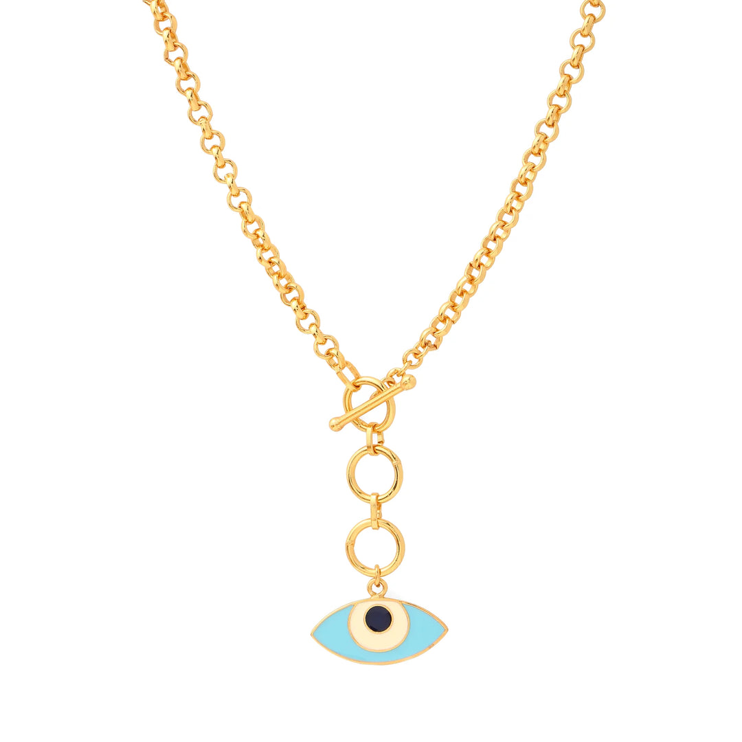 EVIL EYE TOGGLE NECK CHAIN - GOLD