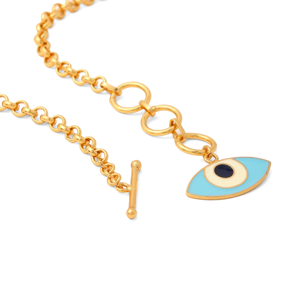 EVIL EYE TOGGLE NECK CHAIN - GOLD