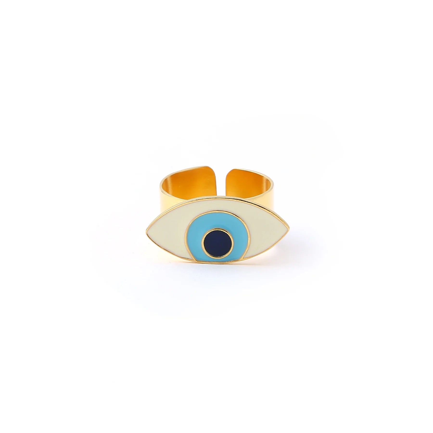 EVIL EYE ADJUSTABLE RING - IVORY GOLD