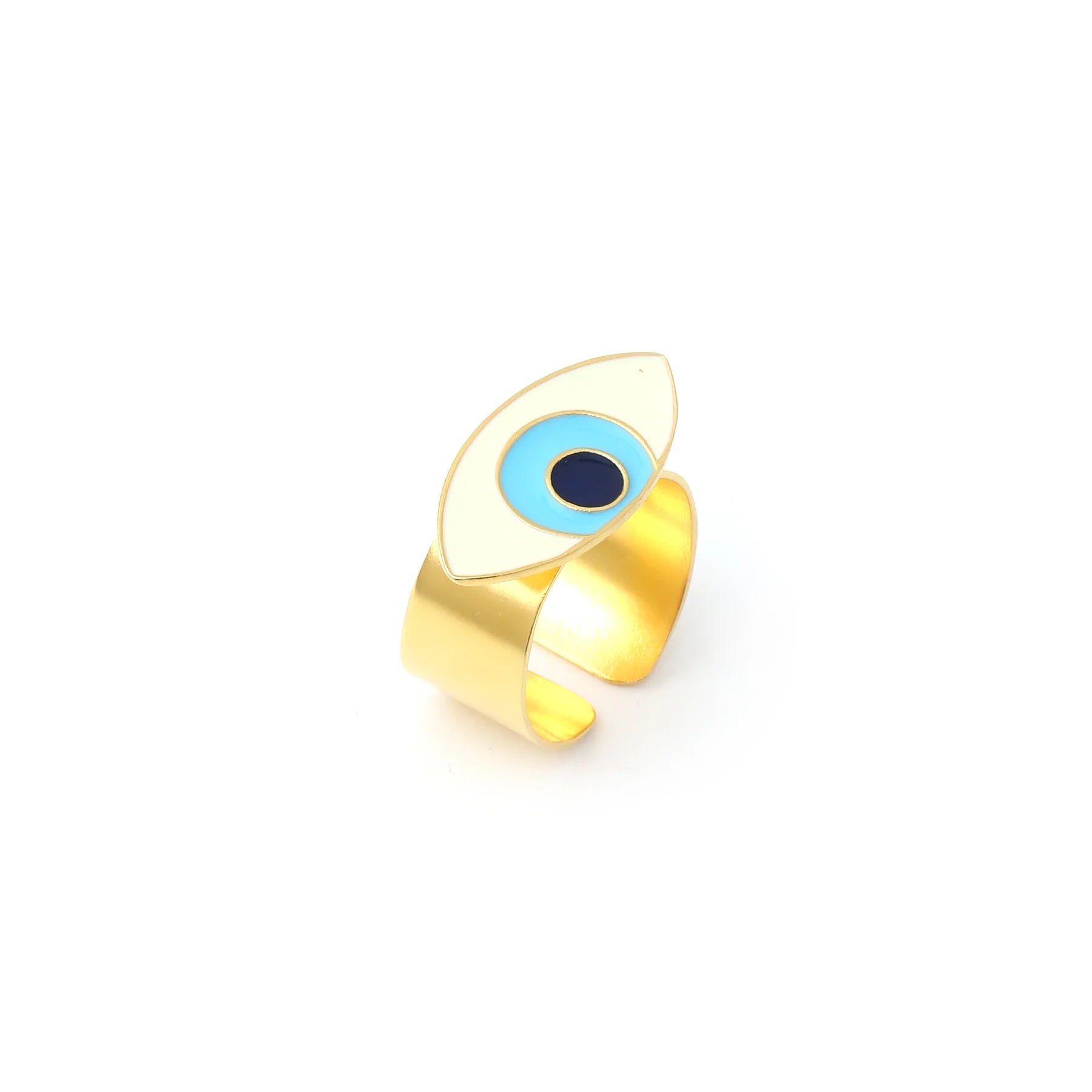 EVIL EYE ADJUSTABLE RING - IVORY GOLD
