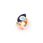 Load image into Gallery viewer, EVIL EYE ENAMEL ADJUSTABLE RING - BLUE ROSE GOLD
