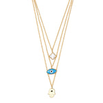 Load image into Gallery viewer, MULTI LAYER NECKCHAIN / HAMSA, CLOVER, EVIL EYE
