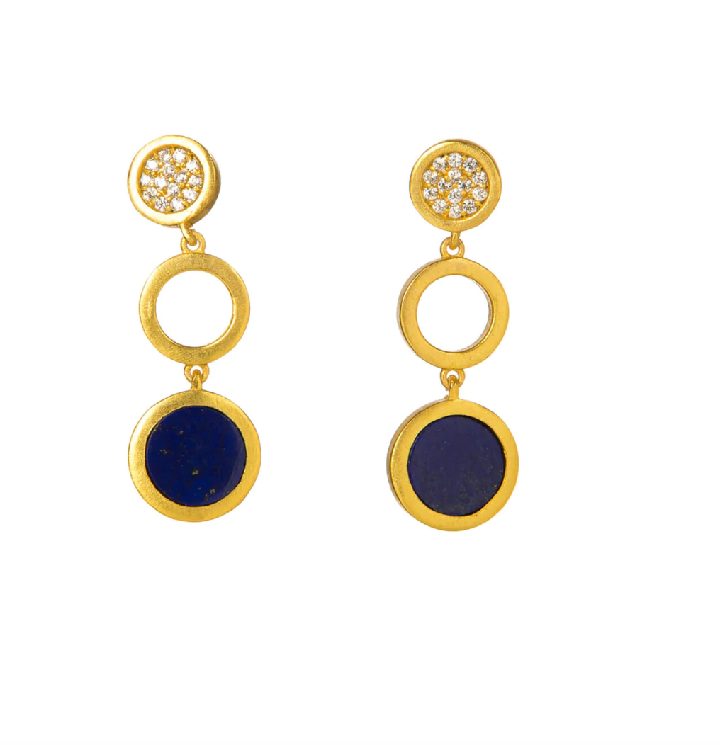 BOLD & BLUE LAPIS COIN DROP DANGLERS