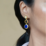 Load image into Gallery viewer, BOLD &amp; BLUE LAPIS COIN DROP DANGLERS
