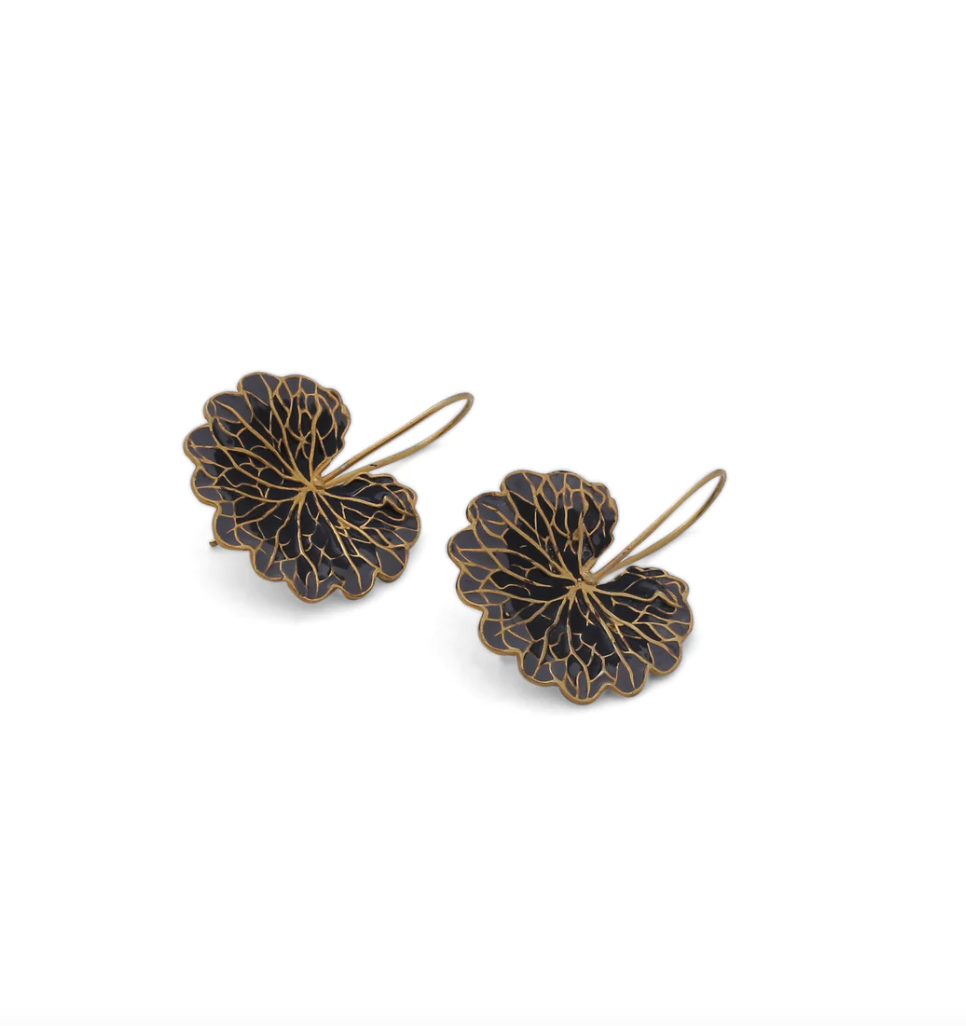 LEAF EARRINGS - BLACK & GREY