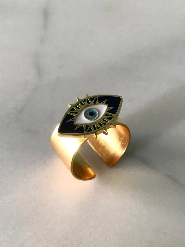 EVIL EYE ADJUSTABLE RING - GOLD