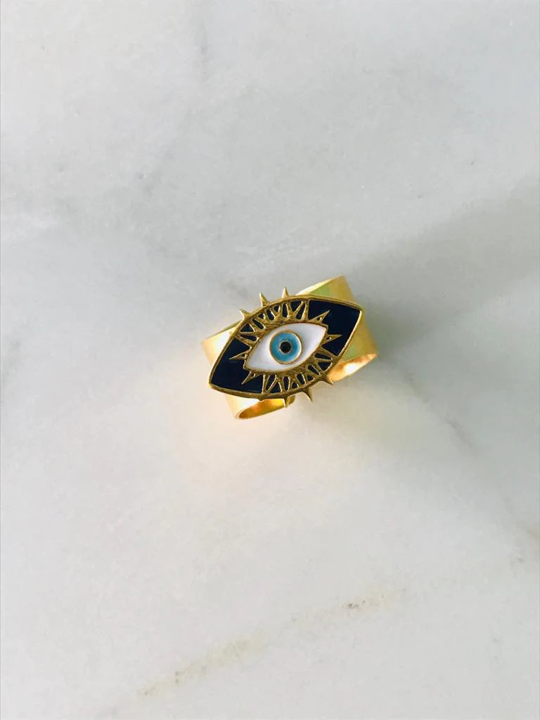 EVIL EYE ADJUSTABLE RING - GOLD